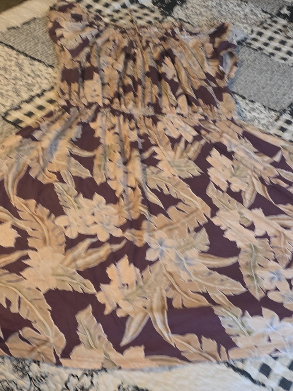 Chaps Mauve Maxi Dress with Beige Floral Print